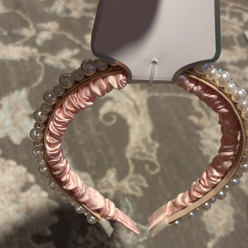 Pink, Silver, and Pearl Embellished Headband Set - Picture 2 of 5
